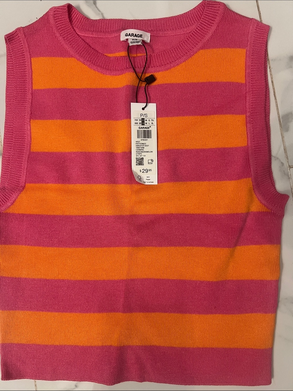 Garage Sleeveless Striped Knit Top - Pink & Orange